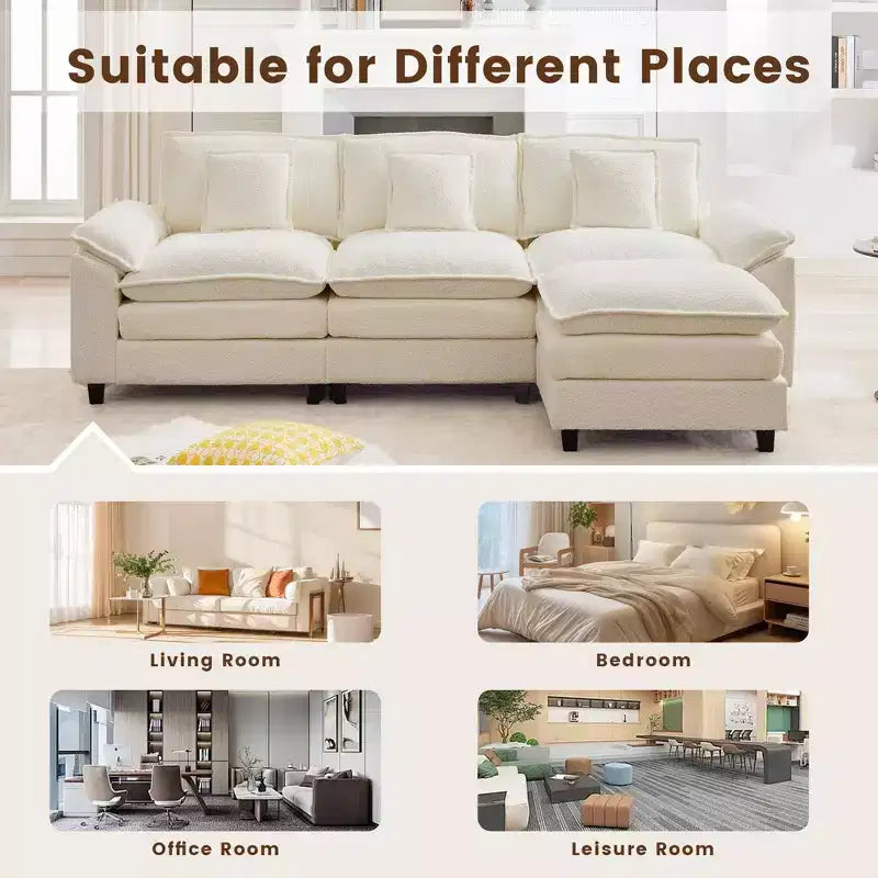 Likepay 105.9 in. Chenille Fabric 5 seat Sectional Sofa with 2 Ottomans