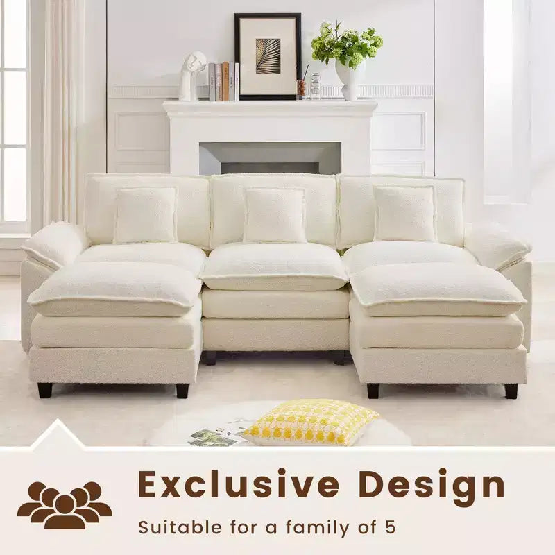 Likepay 105.9 in. Chenille Fabric 5 seat Sectional Sofa with 2 Ottomans