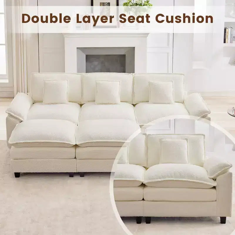 Likepay 105.9 in. Chenille Fabric 5 seat Sectional Sofa with 2 Ottomans