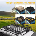 Rooftop Cargo Basket, 63''x43''x6.3'' Anti-Rust Heavy Duty Steel Carrier - 300LBS Capacity Universal Roof Rack for SUV, Car, Truck