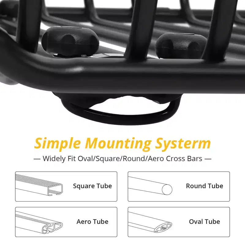 Rooftop Cargo Basket, 63''x43''x6.3'' Anti-Rust Heavy Duty Steel Carrier - 300LBS Capacity Universal Roof Rack for SUV, Car, Truck