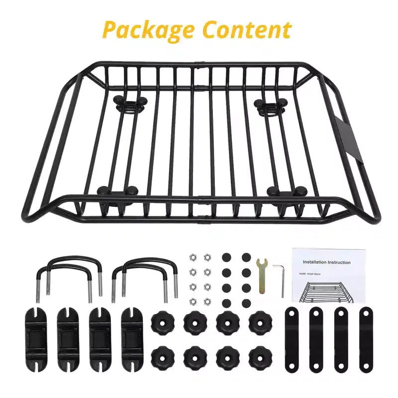 Rooftop Cargo Basket, 63''x43''x6.3'' Anti-Rust Heavy Duty Steel Carrier - 300LBS Capacity Universal Roof Rack for SUV, Car, Truck