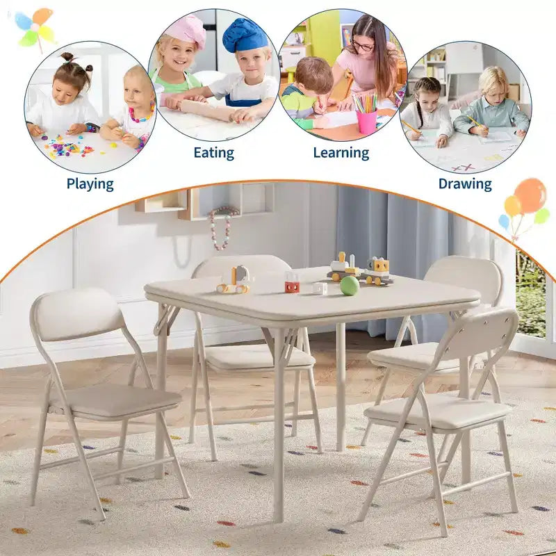 Ensemble table et chaises pliantes 3 pièces pour enfants, ensemble table et chaises d'activités pour tout-petits pour salle à manger, garderie, salles de classe