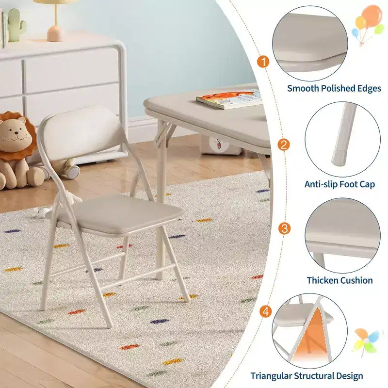 Ensemble table et chaises pliantes 3 pièces pour enfants, ensemble table et chaises d'activités pour tout-petits pour salle à manger, garderie, salles de classe