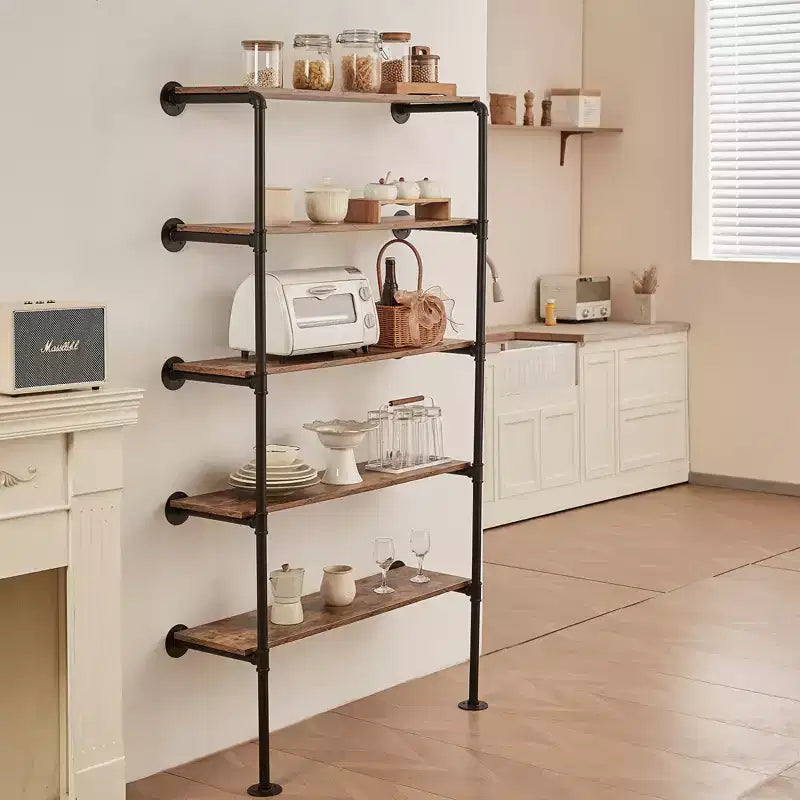 Étagère à tuyaux industriels VEVOR, 5 niveaux 2 pièces, largeur de planche applicable 30 cm, support mural flottant pour étagères en bois rustique, noir