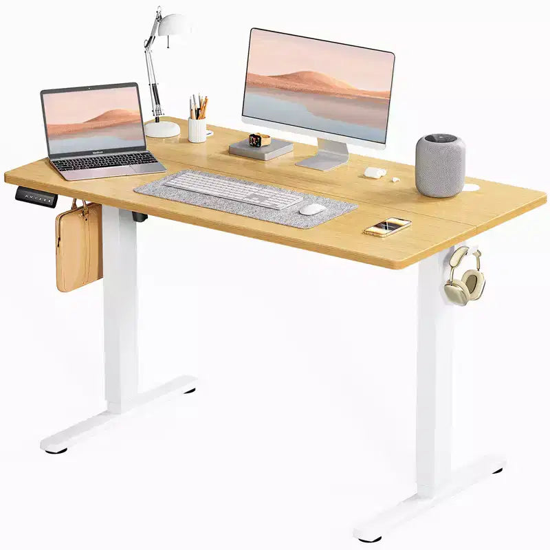 Ergonomic Height Adjustable Electric Standing Desk with T-Shaped Metal Frame and Memory Presets Modern Computer Workstation47.20x23.60x46.40-Yellow