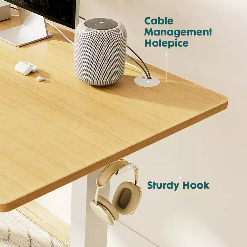 Bureau debout électrique ergonomique à hauteur réglable avec cadre en métal en T et préréglages de mémoire Station de travail informatique moderne 120 x 60 x 118 cm - Jaune