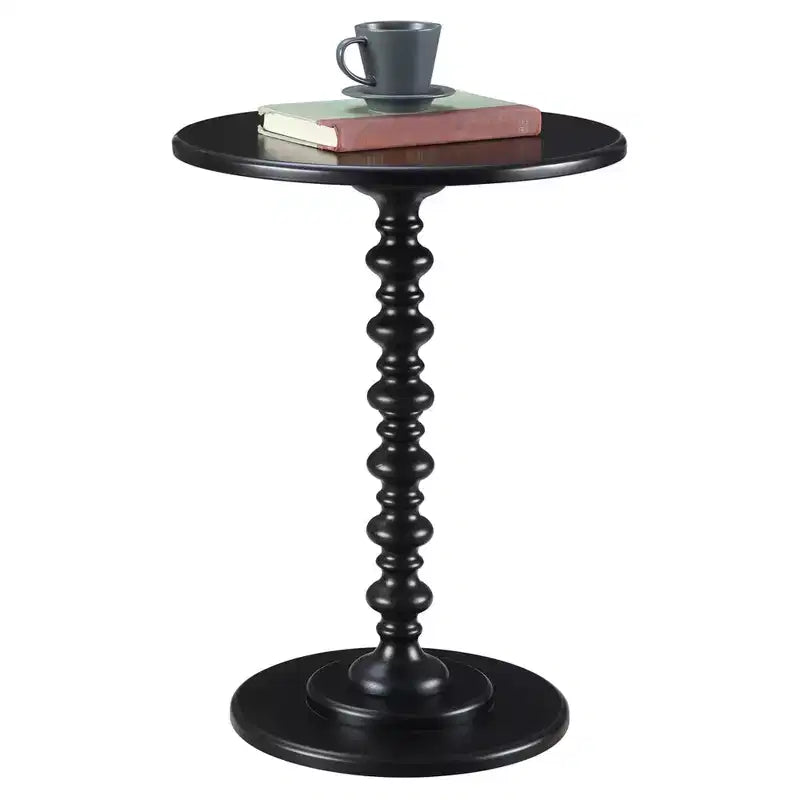 HomeStock Belmont Round Accent End Table with Open Bottom Shelf, Curved Legs and Smooth Finish Perfect for Display and Storage