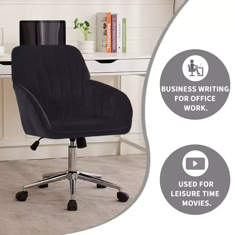 Okak Ergonomic Office Chair with Adjustable Height, Mid Back Desk Chair, Upholstered Swivel Chair for Office, Study