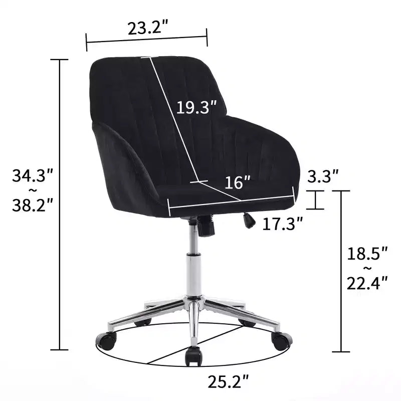 Okak Ergonomic Office Chair with Adjustable Height, Mid Back Desk Chair, Upholstered Swivel Chair for Office, Study