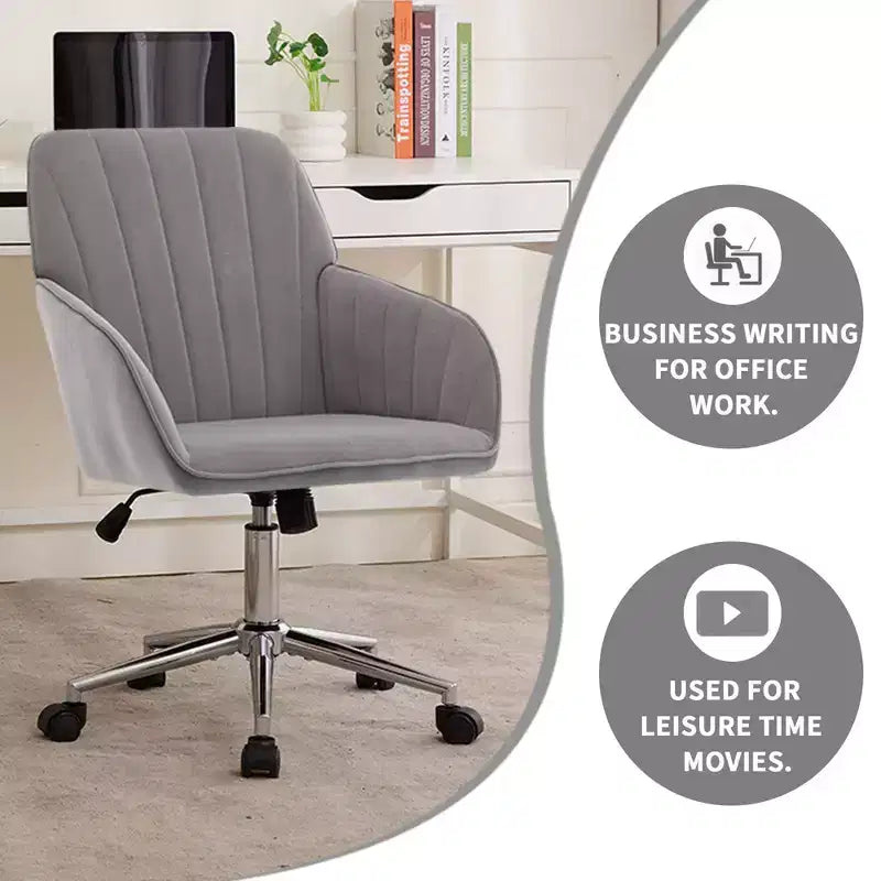 Okak Ergonomic Office Chair with Adjustable Height, Mid Back Desk Chair, Upholstered Swivel Chair for Office, Study