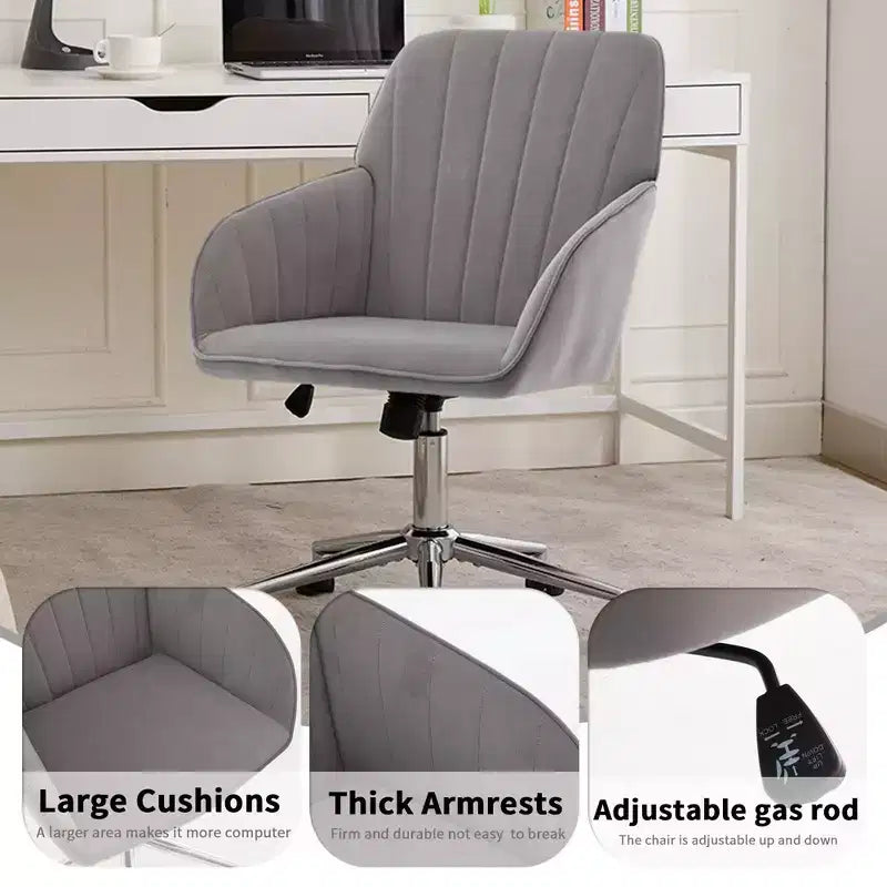 Okak Ergonomic Office Chair with Adjustable Height, Mid Back Desk Chair, Upholstered Swivel Chair for Office, Study