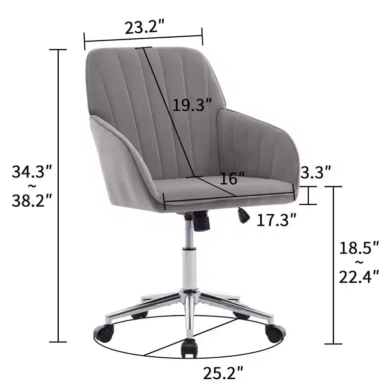 Okak Ergonomic Office Chair with Adjustable Height, Mid Back Desk Chair, Upholstered Swivel Chair for Office, Study