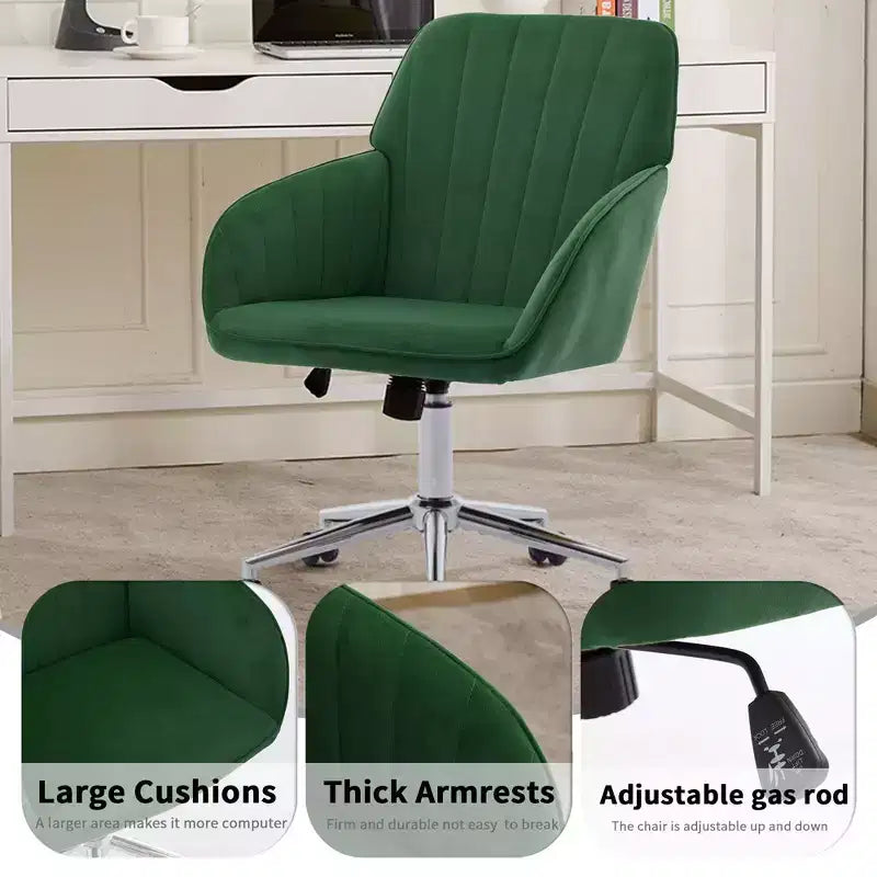 Okak Ergonomic Office Chair with Adjustable Height, Mid Back Desk Chair, Upholstered Swivel Chair for Office, Study