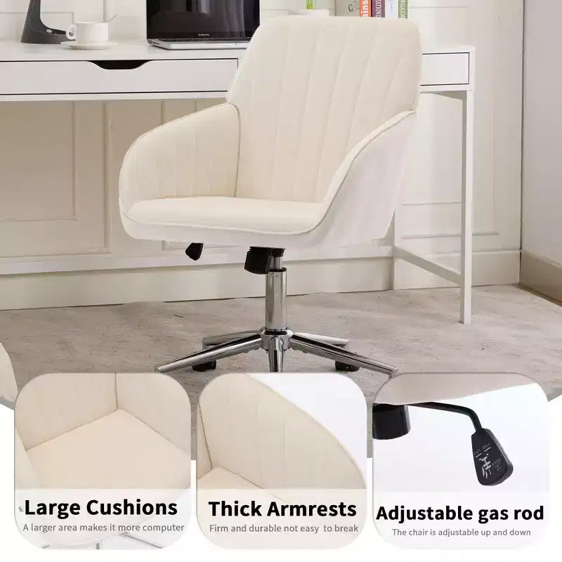Okak Ergonomic Office Chair with Adjustable Height, Mid Back Desk Chair, Upholstered Swivel Chair for Office, Study