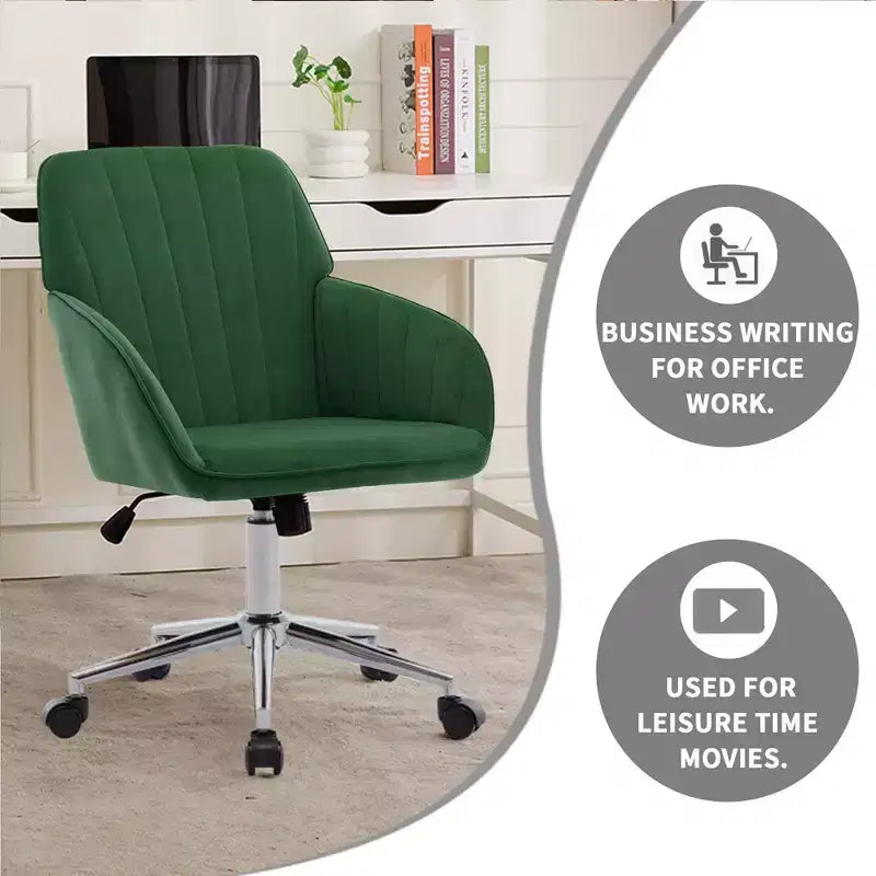 Okak Ergonomic Office Chair with Adjustable Height, Mid Back Desk Chair, Upholstered Swivel Chair for Office, Study