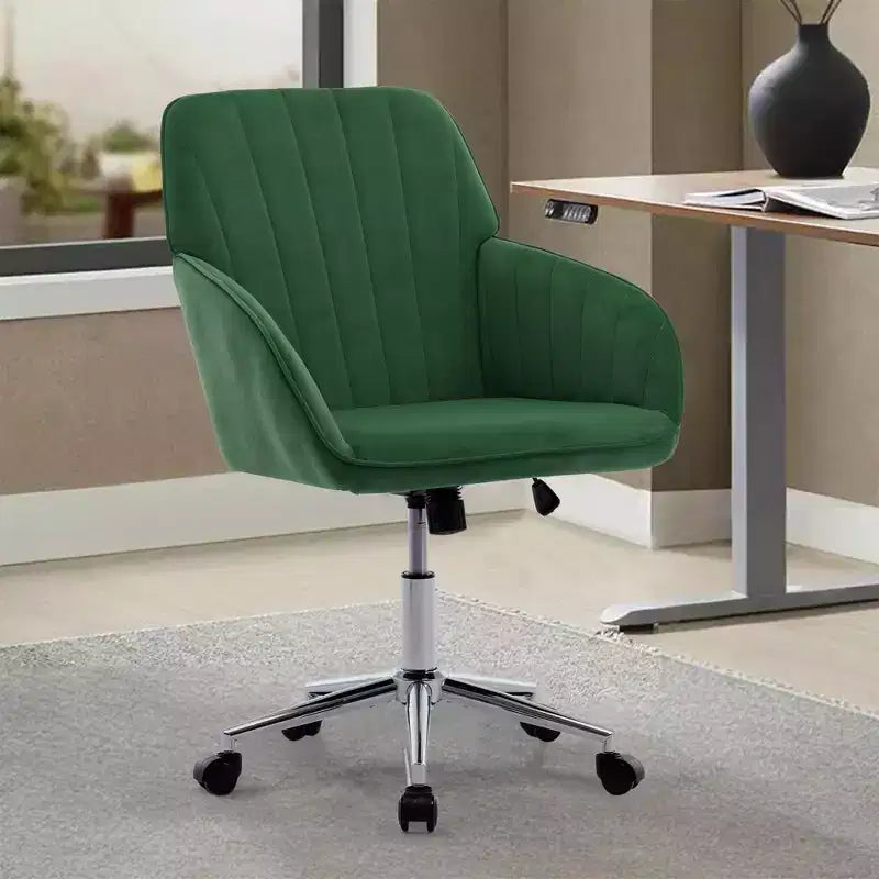 Okak Ergonomic Office Chair with Adjustable Height, Mid Back Desk Chair, Upholstered Swivel Chair for Office, Study