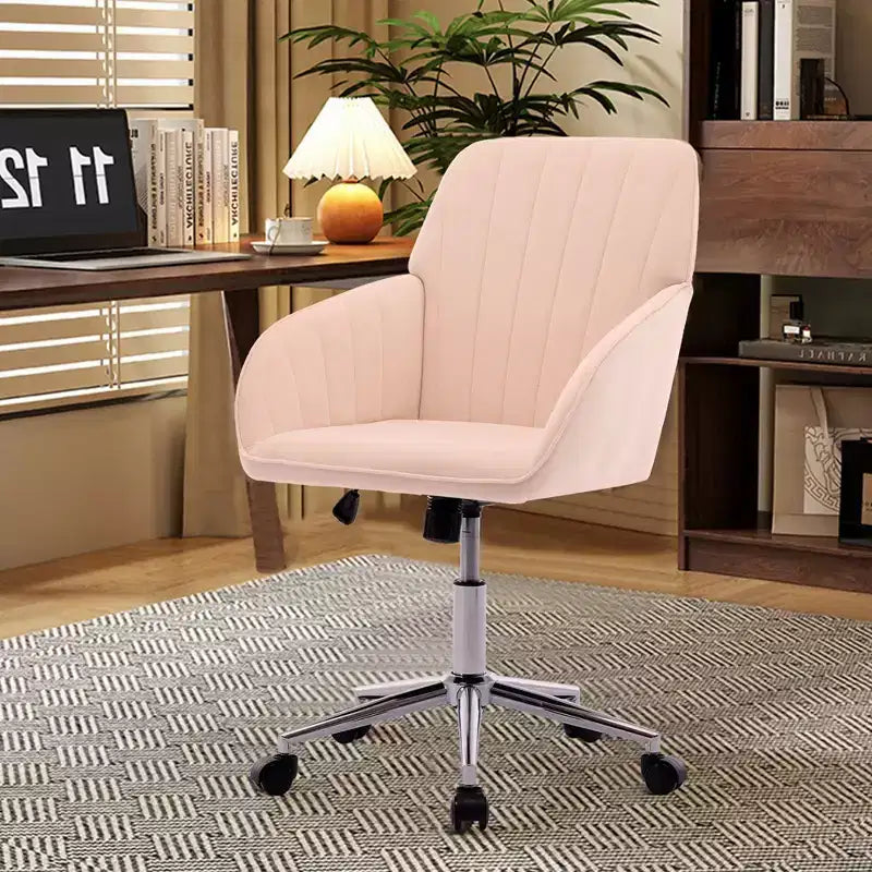 Okak Ergonomic Office Chair with Adjustable Height, Mid Back Desk Chair, Upholstered Swivel Chair for Office, Study