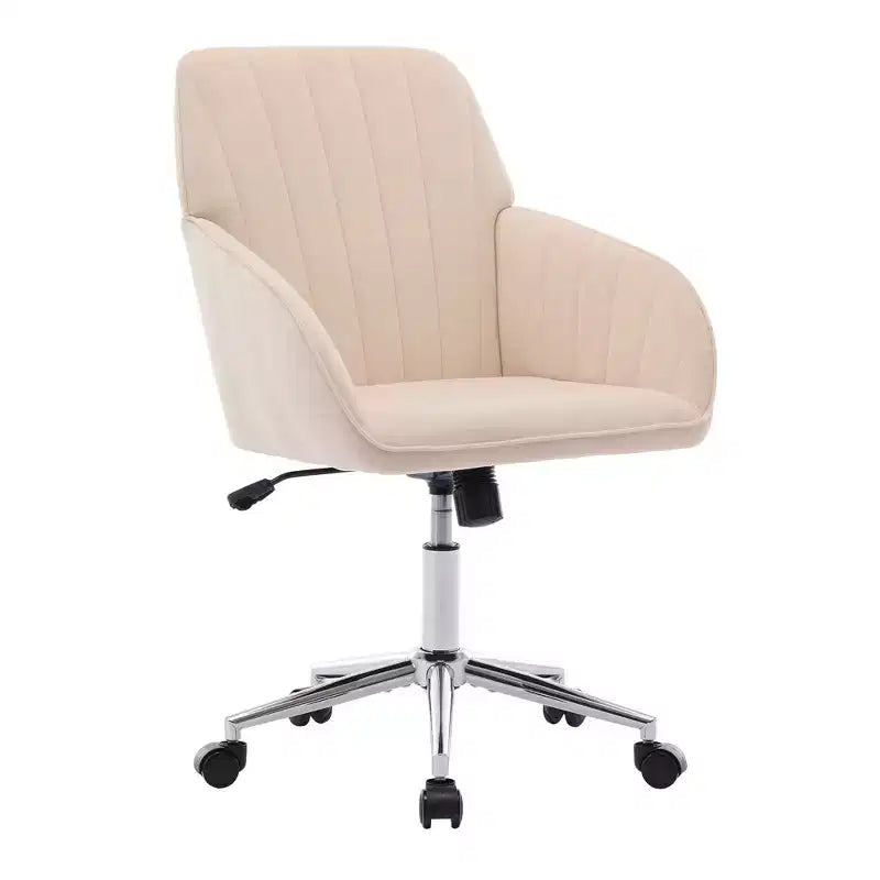 Okak Ergonomic Office Chair with Adjustable Height, Mid Back Desk Chair, Upholstered Swivel Chair for Office, Study