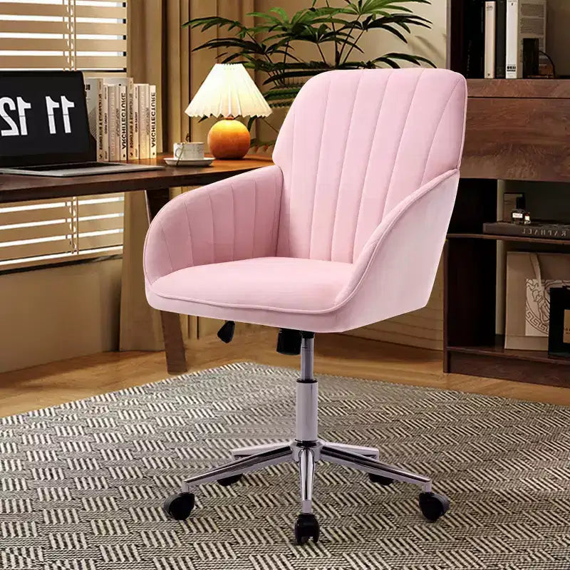 Okak Ergonomic Office Chair with Adjustable Height, Mid Back Desk Chair, Upholstered Swivel Chair for Office, Study