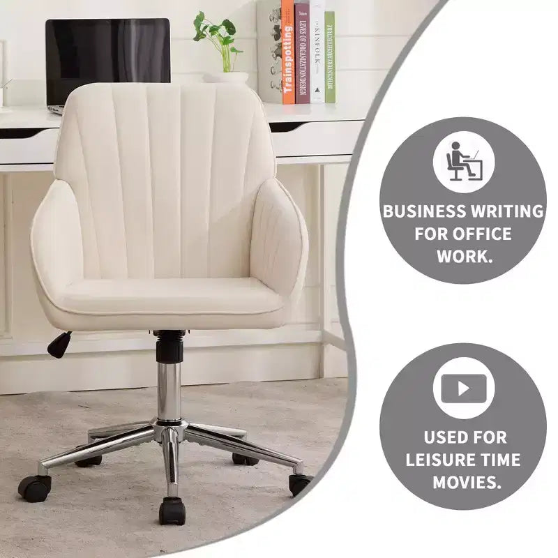 Okak Ergonomic Office Chair with Adjustable Height, Mid Back Desk Chair, Upholstered Swivel Chair for Office, Study