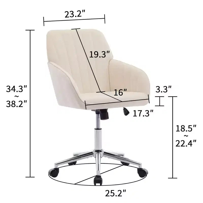 Okak Ergonomic Office Chair with Adjustable Height, Mid Back Desk Chair, Upholstered Swivel Chair for Office, Study