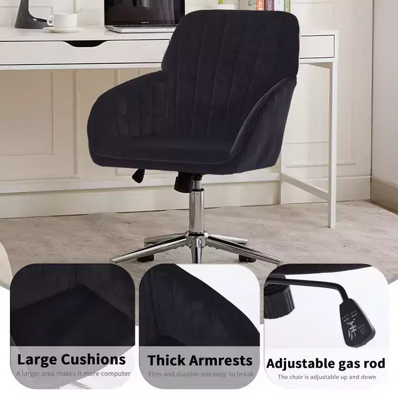 Okak Ergonomic Office Chair with Adjustable Height, Mid Back Desk Chair, Upholstered Swivel Chair for Office, Study