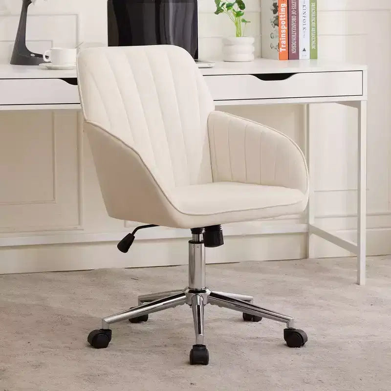 Okak Ergonomic Office Chair with Adjustable Height, Mid Back Desk Chair, Upholstered Swivel Chair for Office, Study