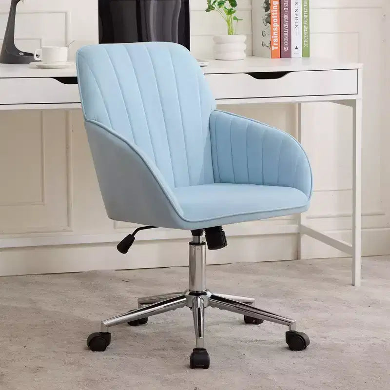 Okak Ergonomic Office Chair with Adjustable Height, Mid Back Desk Chair, Upholstered Swivel Chair for Office, Study