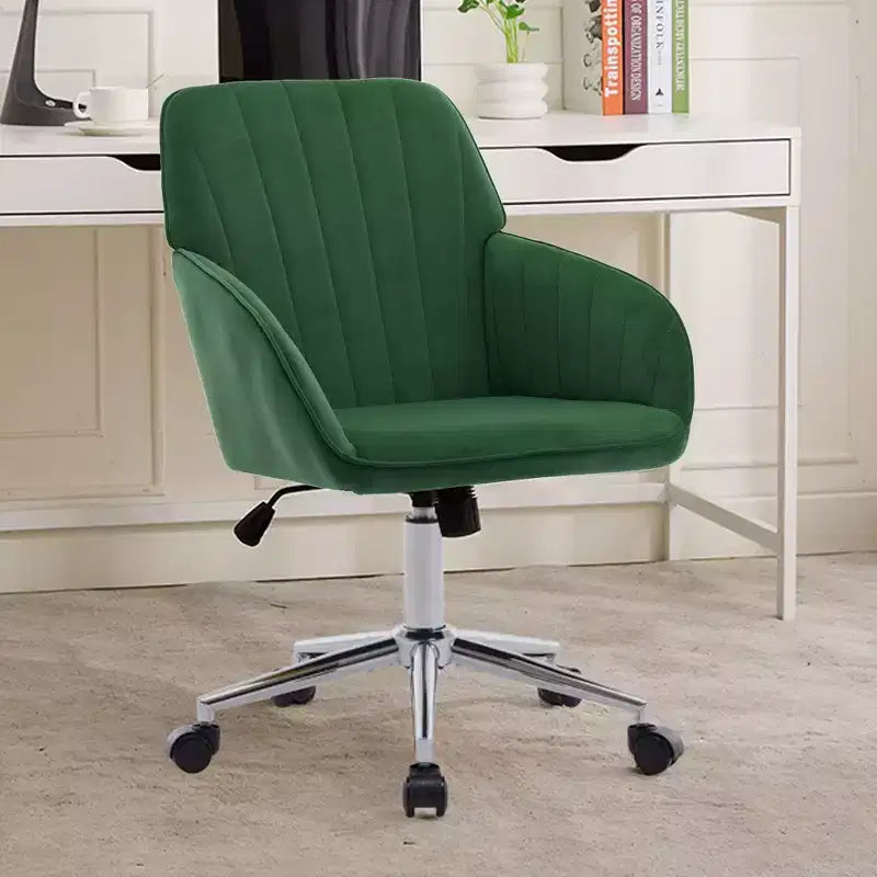 Okak Ergonomic Office Chair with Adjustable Height, Mid Back Desk Chair, Upholstered Swivel Chair for Office, Study