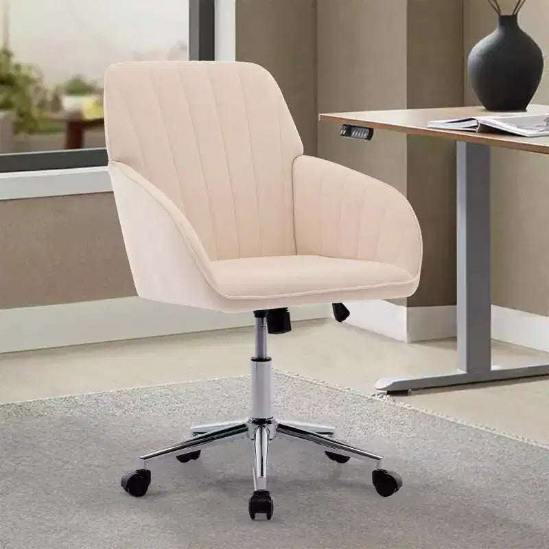 Okak Ergonomic Office Chair with Adjustable Height, Mid Back Desk Chair, Upholstered Swivel Chair for Office, Study