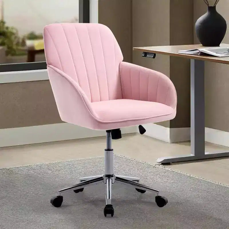Okak Ergonomic Office Chair with Adjustable Height, Mid Back Desk Chair, Upholstered Swivel Chair for Office, Study