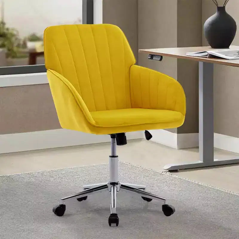 Okak Ergonomic Office Chair with Adjustable Height, Mid Back Desk Chair, Upholstered Swivel Chair for Office, Study