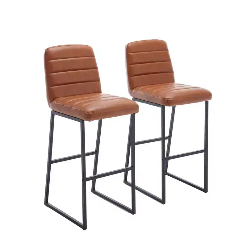 CuisinSmart 2pcs High Bar Stool Chairs with Metal Legs & Back PU Leather Upholstered, 265lbs Max Weight Capacity for Kitchen Island Bar