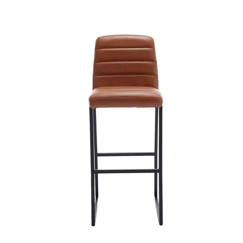 CuisinSmart 2pcs High Bar Stool Chairs with Metal Legs & Back PU Leather Upholstered, 265lbs Max Weight Capacity for Kitchen Island Bar