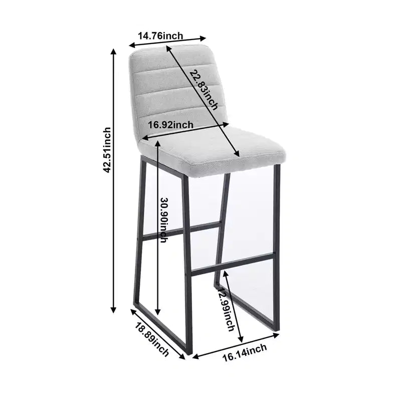 CuisinSmart 2pcs High Bar Stool Chairs with Metal Legs & Back PU Leather Upholstered, 265lbs Max Weight Capacity for Kitchen Island Bar