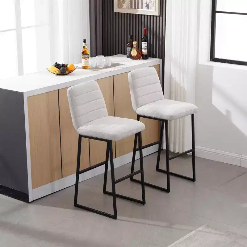 CuisinSmart 2pcs High Bar Stool Chairs with Metal Legs & Back PU Leather Upholstered, 265lbs Max Weight Capacity for Kitchen Island Bar