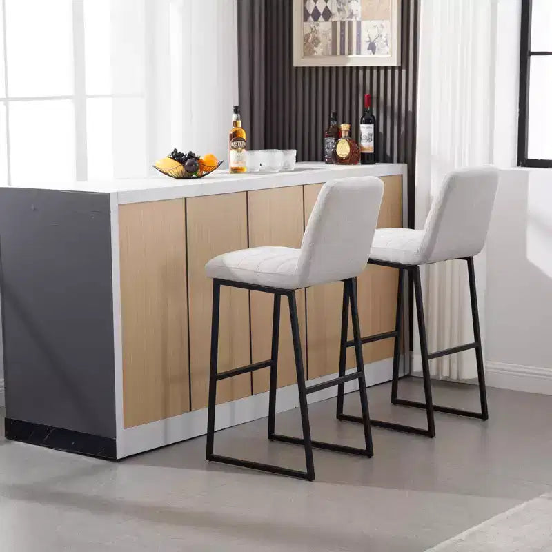 CuisinSmart 2pcs High Bar Stool Chairs with Metal Legs & Back PU Leather Upholstered, 265lbs Max Weight Capacity for Kitchen Island Bar