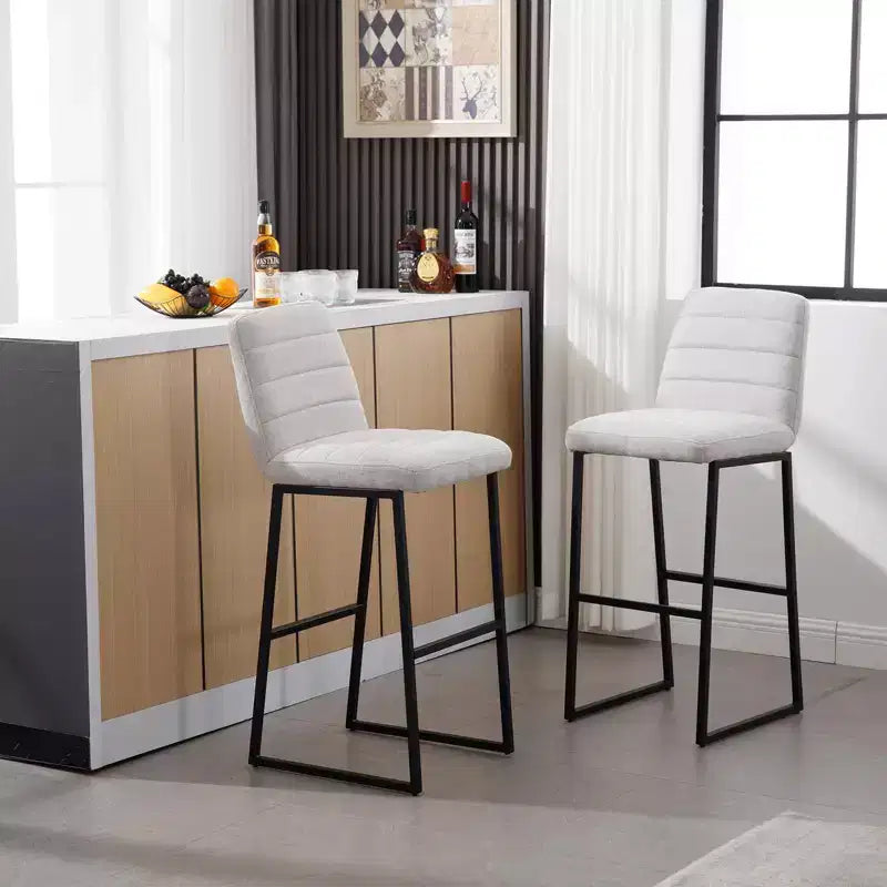 CuisinSmart 2pcs High Bar Stool Chairs with Metal Legs & Back PU Leather Upholstered, 265lbs Max Weight Capacity for Kitchen Island Bar