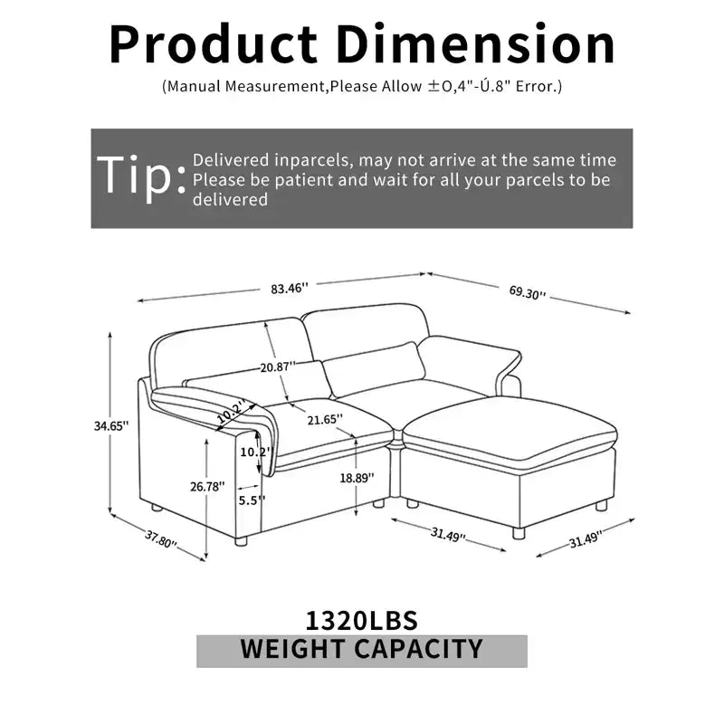 GDFStudio Keene Modular Cloud-Style Sectional Sofa with Storage