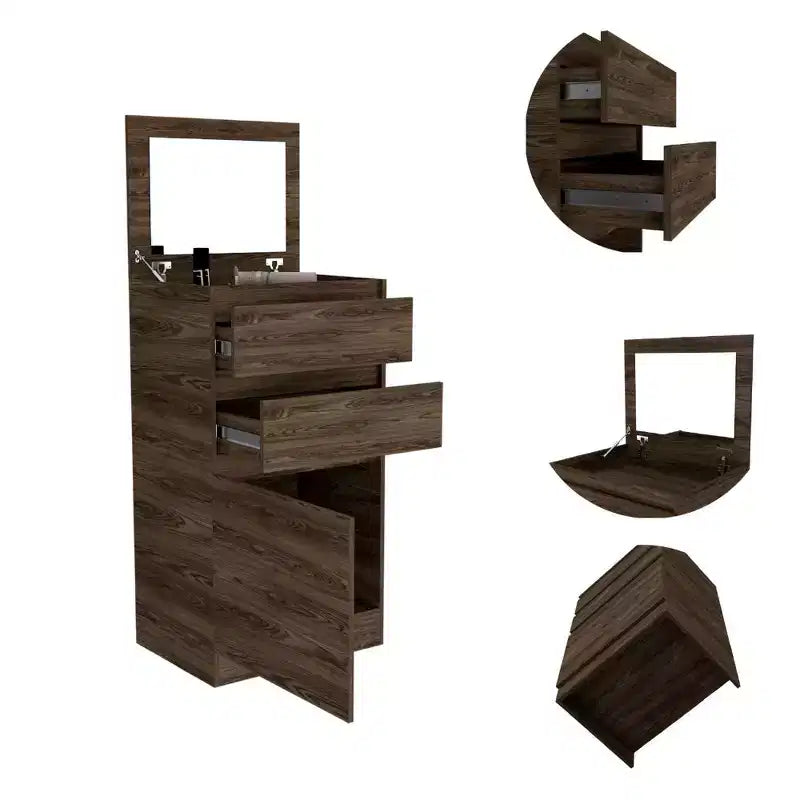 Commode 2 tiroirs Cassel Noyer foncé