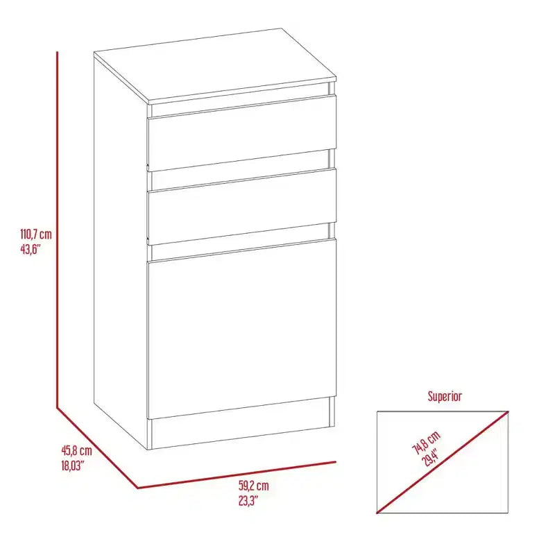 Commode 2 tiroirs Cassel Noyer foncé