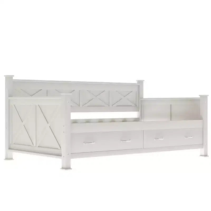 Wooden Twin Daybed with 2 Storage Drawers, Modern and Rustic Casual Style Daybed Frame for Bedroom Living Room Guest Room