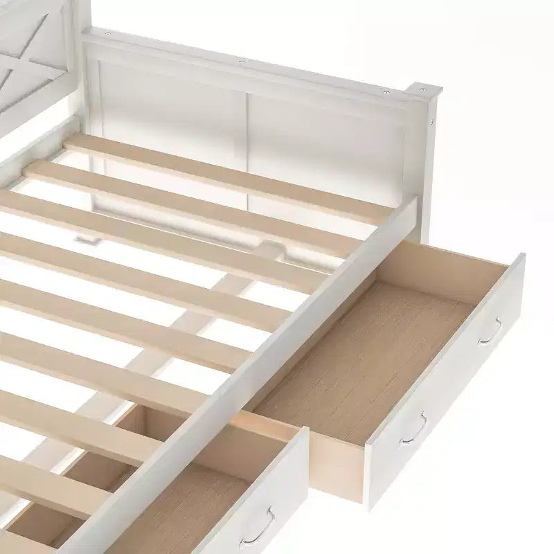 Wooden Twin Daybed with 2 Storage Drawers, Modern and Rustic Casual Style Daybed Frame for Bedroom Living Room Guest Room