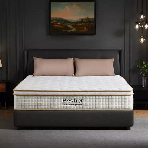 10 inch Queen Size Tencel Medium Hybrid Mattress, Plush Layer and Cooling Gel Memory Foam Mattress in a Box