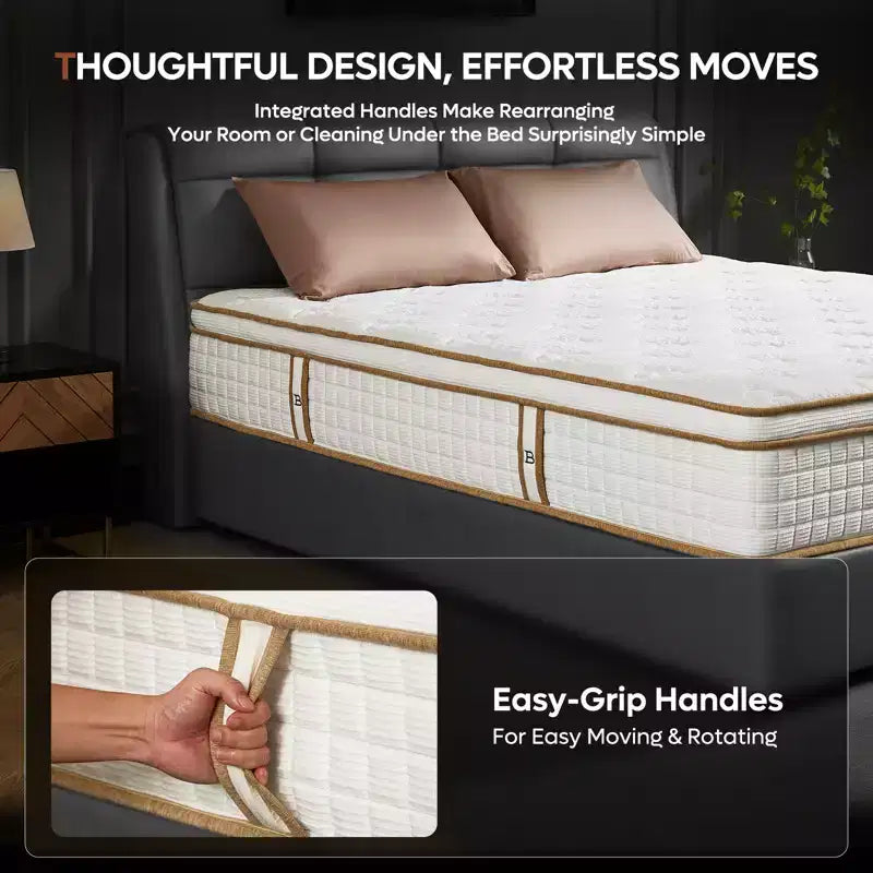 10 inch Queen Size Tencel Medium Hybrid Mattress, Plush Layer and Cooling Gel Memory Foam Mattress in a Box