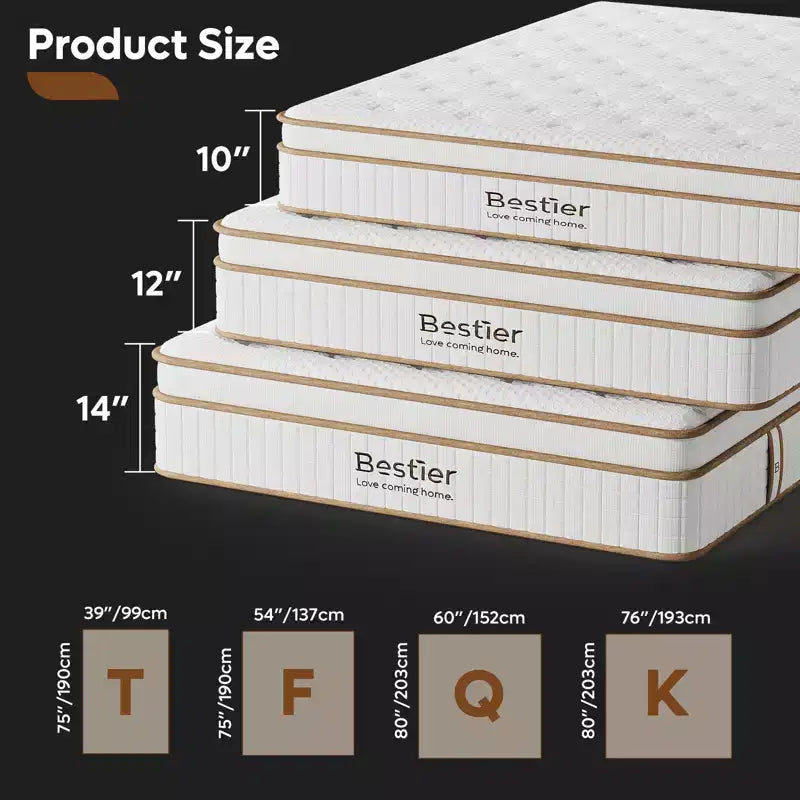 10 inch Queen Size Tencel Medium Hybrid Mattress, Plush Layer and Cooling Gel Memory Foam Mattress in a Box
