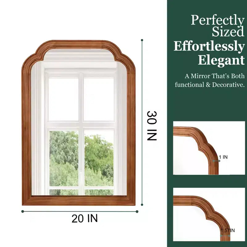 PexFix Miroir décoratif cadre en bois massif à coins arrondis 50,8 x 76,2 cm Miroir mural moderne de style ferme pour chambre, salle de bain, salon, entrée Marron