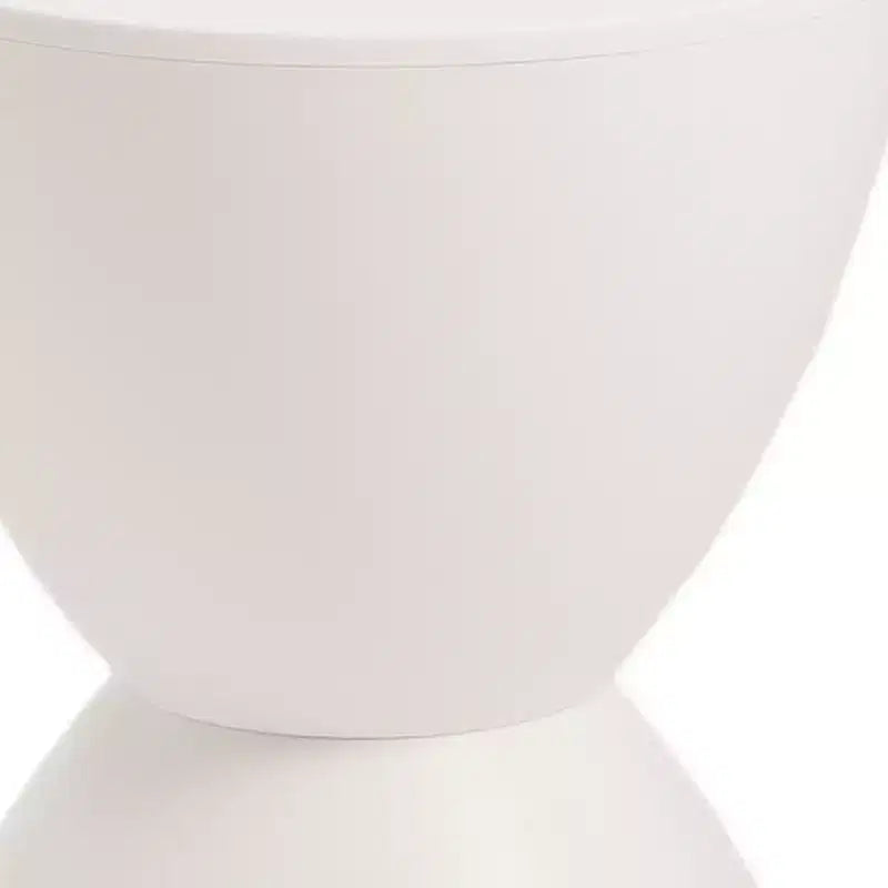 HomeRoots 17 White Heavy Duty Plastic Round Pedestal End Table