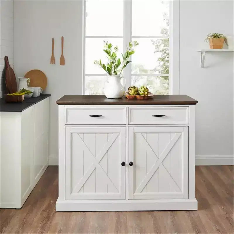 HomeStock Îlots de cuisine en métal de 91 cm de haut avec 2 portes et 2 étagères